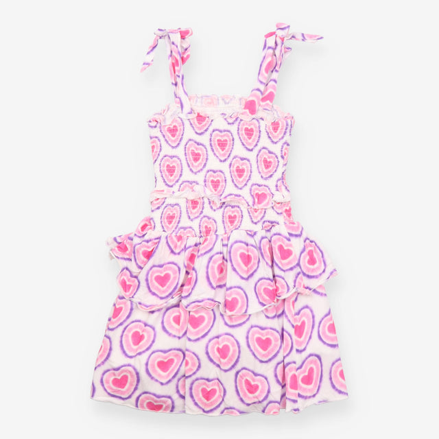 Dress white pink purple hearts