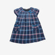 Navy checked dress with velvet ribbon