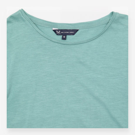 Long Sleeve Top Crew Neck Plain Sage Green