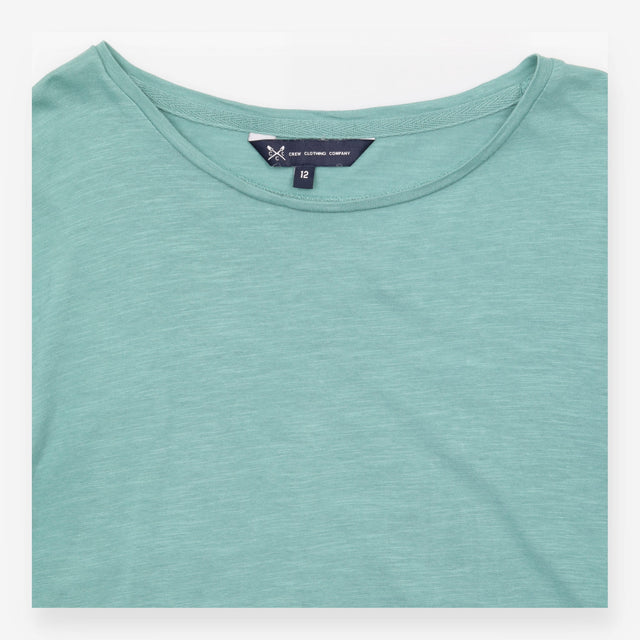 Long Sleeve Top Crew Neck Plain Sage Green
