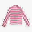 T-shirt long sleeved roll neck pink and white stri
