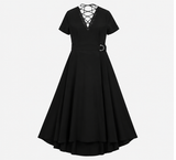 Karen Millen Black Lace Up V-Neck Midi Dress Belte