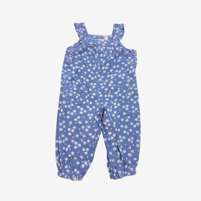 Blue Cord Dungarees with Daisys