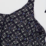 Navy Green Geometric Ornamental Print Strappy Top