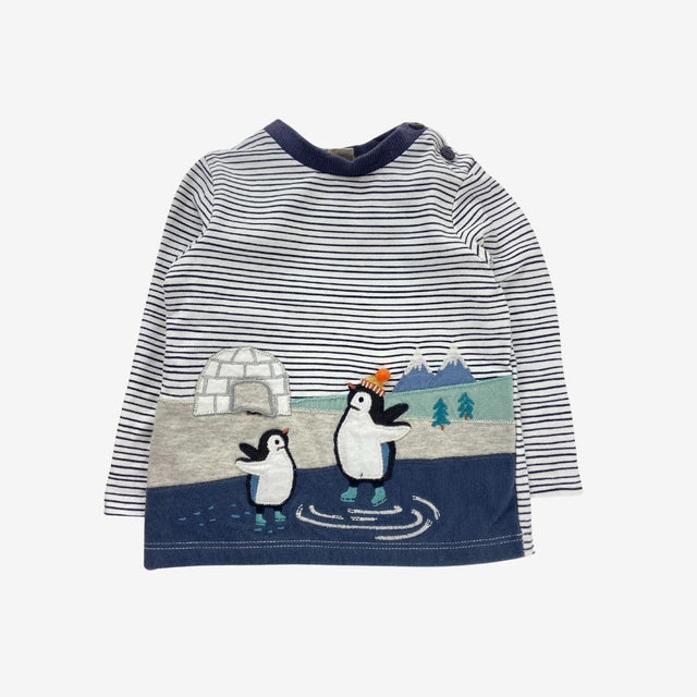 Ice skating penguin striped t shirt