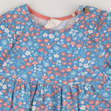 Dress jersey LS blue floral toadstools