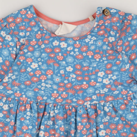 Dress jersey LS blue floral toadstools