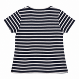 T-Shirt Striped Embroidered Floral Short Sleeve Na
