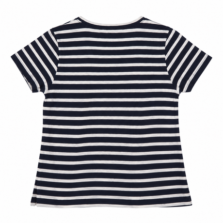 T-Shirt Striped Embroidered Floral Short Sleeve Na