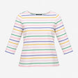 Top White Multi Stripe Cotton Long Sleeve Crew Nec