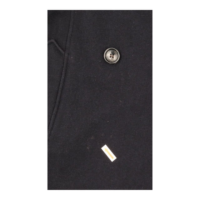 Double Breasted Pea Coat Black Wool Blend