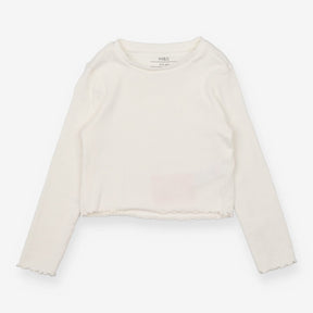 T-shirt long sleeve white ribbed