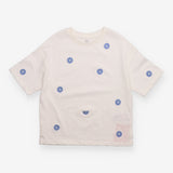 White T-shirt with Blue Flowers 