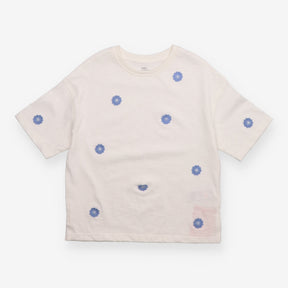White T-shirt with Blue Flowers 