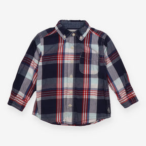 Shirt long sleeve red blue check