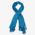 Scarf Fox Print Teal Blue Lightweight Long