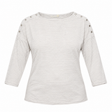 Top Grey White Stripe Viscose Elastane Boat Neck M