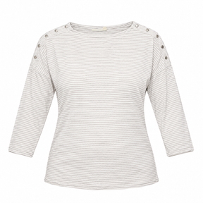 Top Grey White Stripe Viscose Elastane Boat Neck M