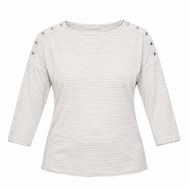 Top Grey White Stripe Viscose Elastane Boat Neck M