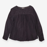 Grey Cupio Flowy Top with Embroidered Neckline
