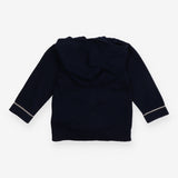 Hooded Cardigan Navy with Button Detail