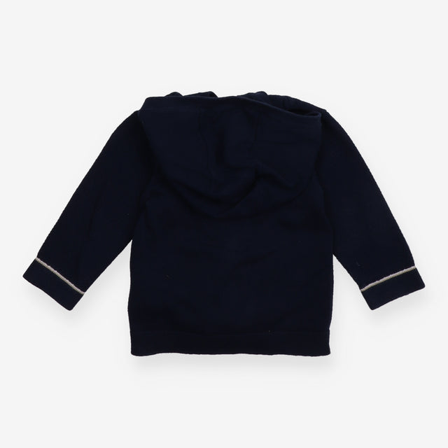 Hooded Cardigan Navy with Button Detail