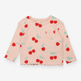 T-Shirt Long Sleeved Pink Ribbed Cherries