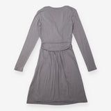 Dress Grey Viscose Jersey Long Sleeve Ruched Waist