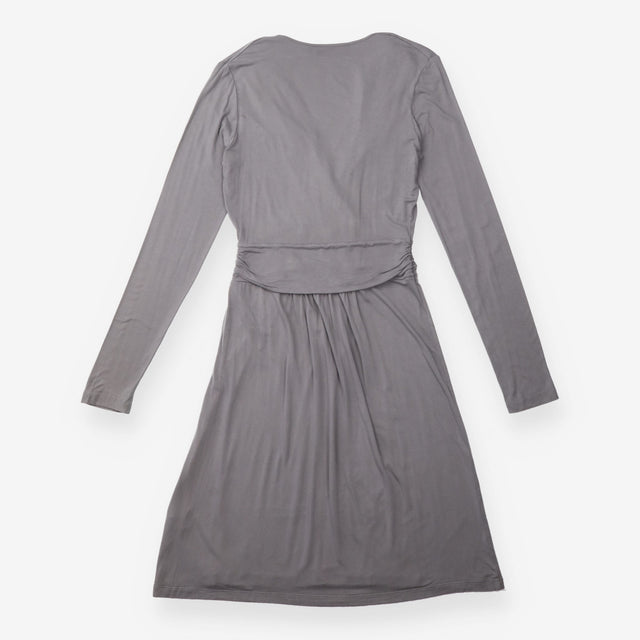 Dress Grey Viscose Jersey Long Sleeve Ruched Waist