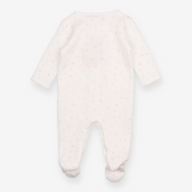 Sleepsuit white quilted pink print