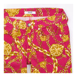 Cropped Jeans Hot Pink Chain Floral Baroque Print