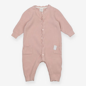Knit Romper Button Up - Pink