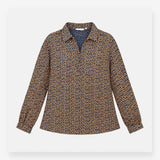 Blouse Navy with Yellow Pattern