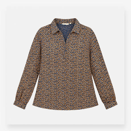 Blouse Navy with Yellow Pattern