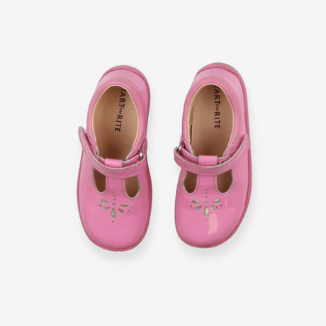 Patent Shoe Pink Sparkle with Flower Applique