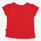 Red frill sleeve t-shirt