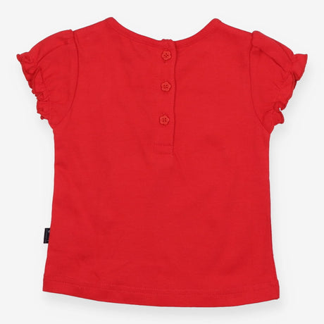Red frill sleeve t-shirt