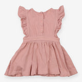 Pinafore dusty pink frill shoulder