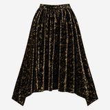 Midi Skirt Floral Printed Devore Velvet