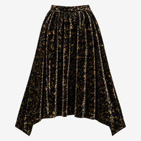 Midi Skirt Floral Printed Devore Velvet