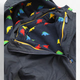 Raincoat navy detachable dinosaur fleece lined