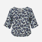 Top Floral Linen V-Neck Short Sleeve Lightweight N