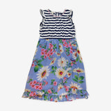 Dress blue floral skirt with stripe top