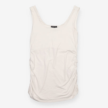 Maternity Vest White Ruched Stretch Jersey Tank