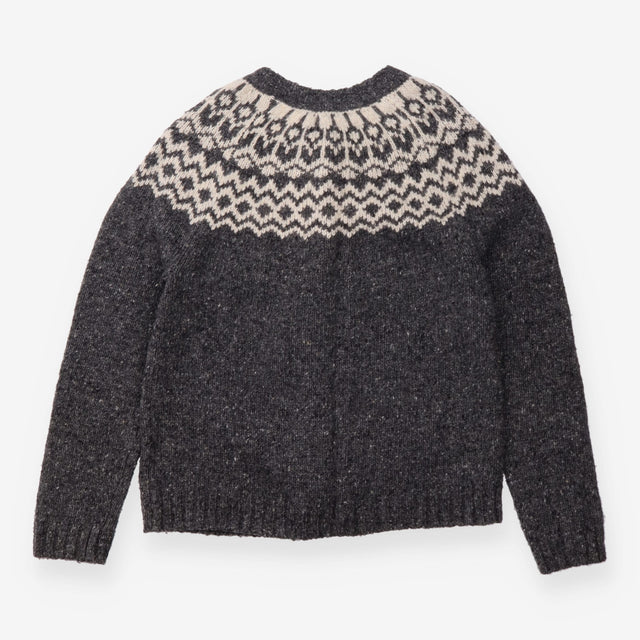 Charcoal Fair Isle Merino Wool Cardigan
