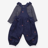 Outfit blue dungarees strawberries  
