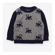 Knit sweater grey/navy with monkeys