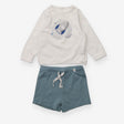 Outfit LS tee spaceship shorts ribbed blue
