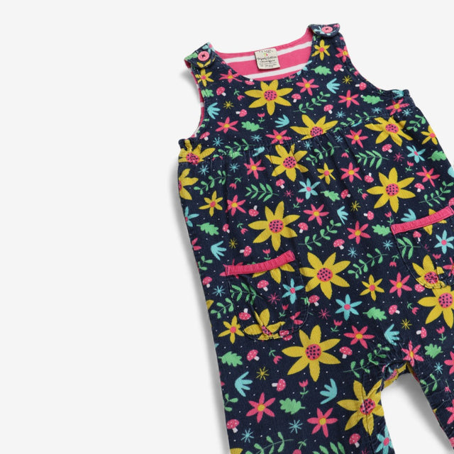 Navy corduroy romper flowers