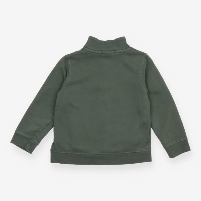 Sweater 1/4 zip khaki with safari animals in jeep